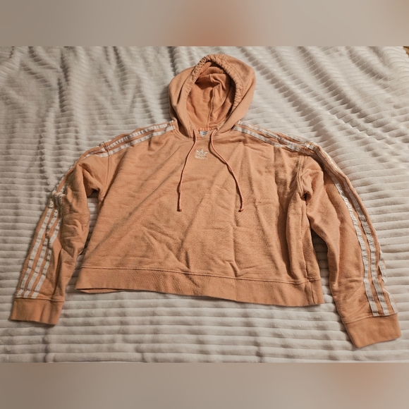 Peach Adidas Women's Crop Top Hoodie - Picture 1 of 7